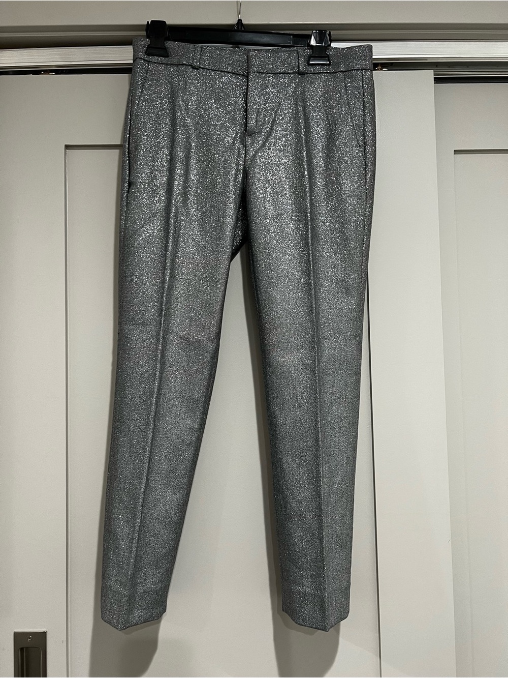 Banana Republic - Avery Women’s Silver Sparkle Dress Pants - Metallic Gray